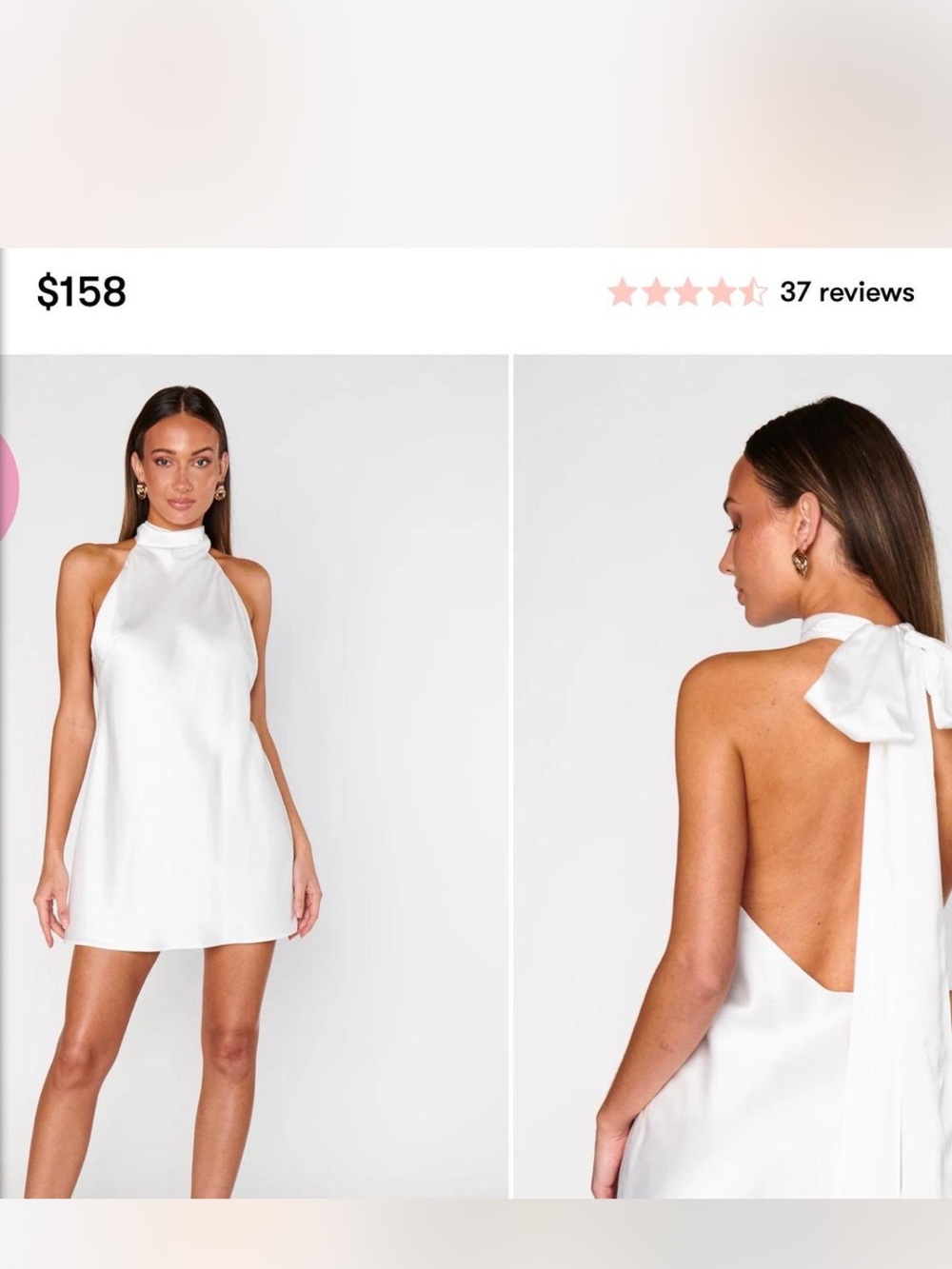Show Me Your MuMu White Backless Halter Mini Dress with Bow Tie